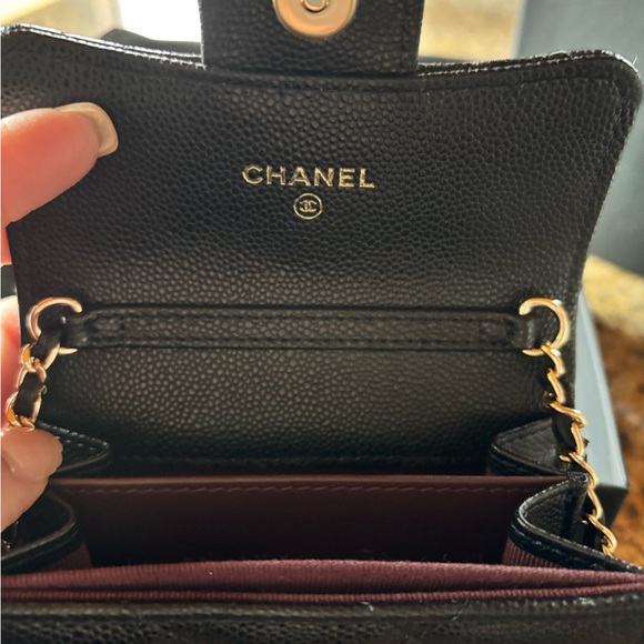 Chanel Black Quilted Leather Card Holder on Chain - Picture 7 of 13